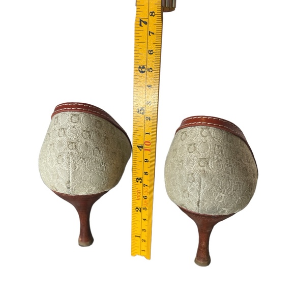 Salvatore Ferragamo Kitten Heel Open Toe Red Leather Fabric Women's Size 7 - Picture 5 of 8